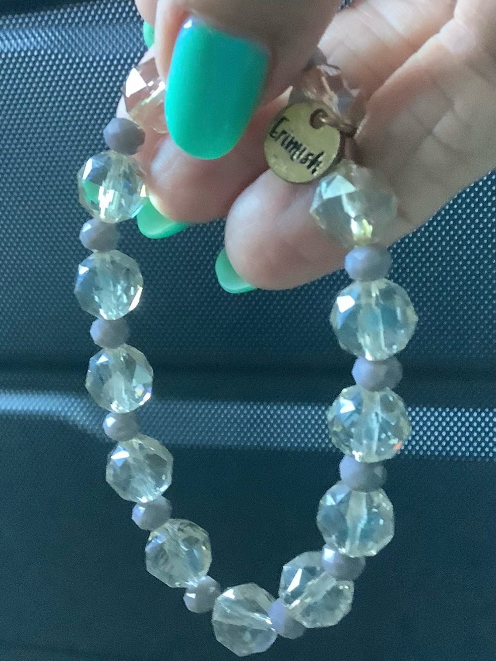 Erimish Clear Crystal Stretch Bracelet with Light Lavender Spacers